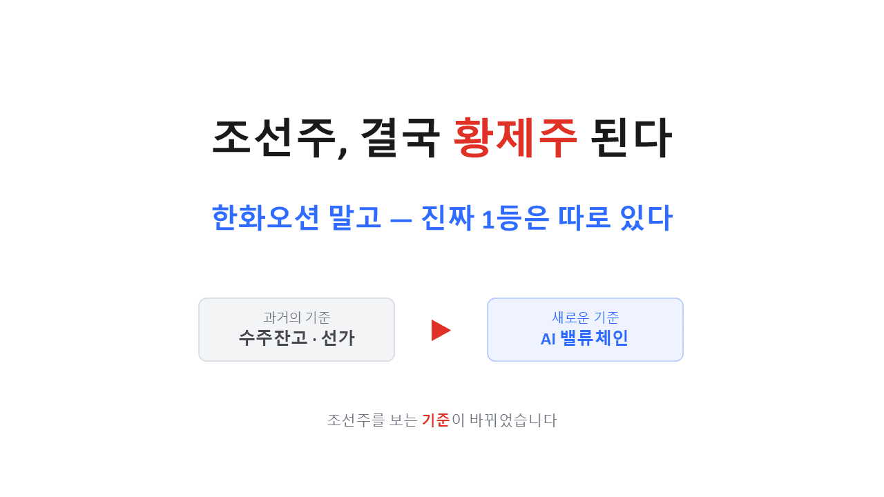 국내주식 122화: 조선주 결국 황제주 된다. 한화오션말고 진짜 1등인 이 주식
